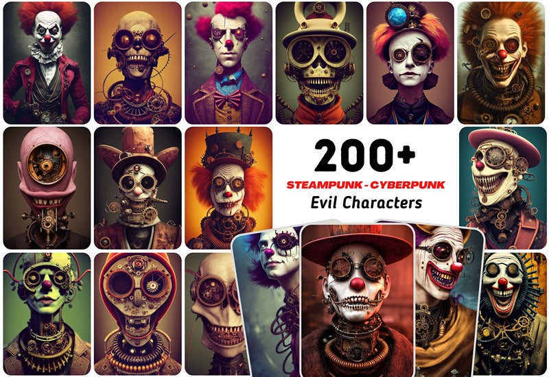 200+ Steampunk Characters Bundle - Artixty