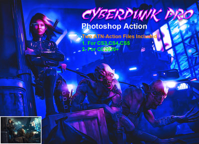 12-In-1 Cyber Neon Photoshop Actions Bundle - Artixty