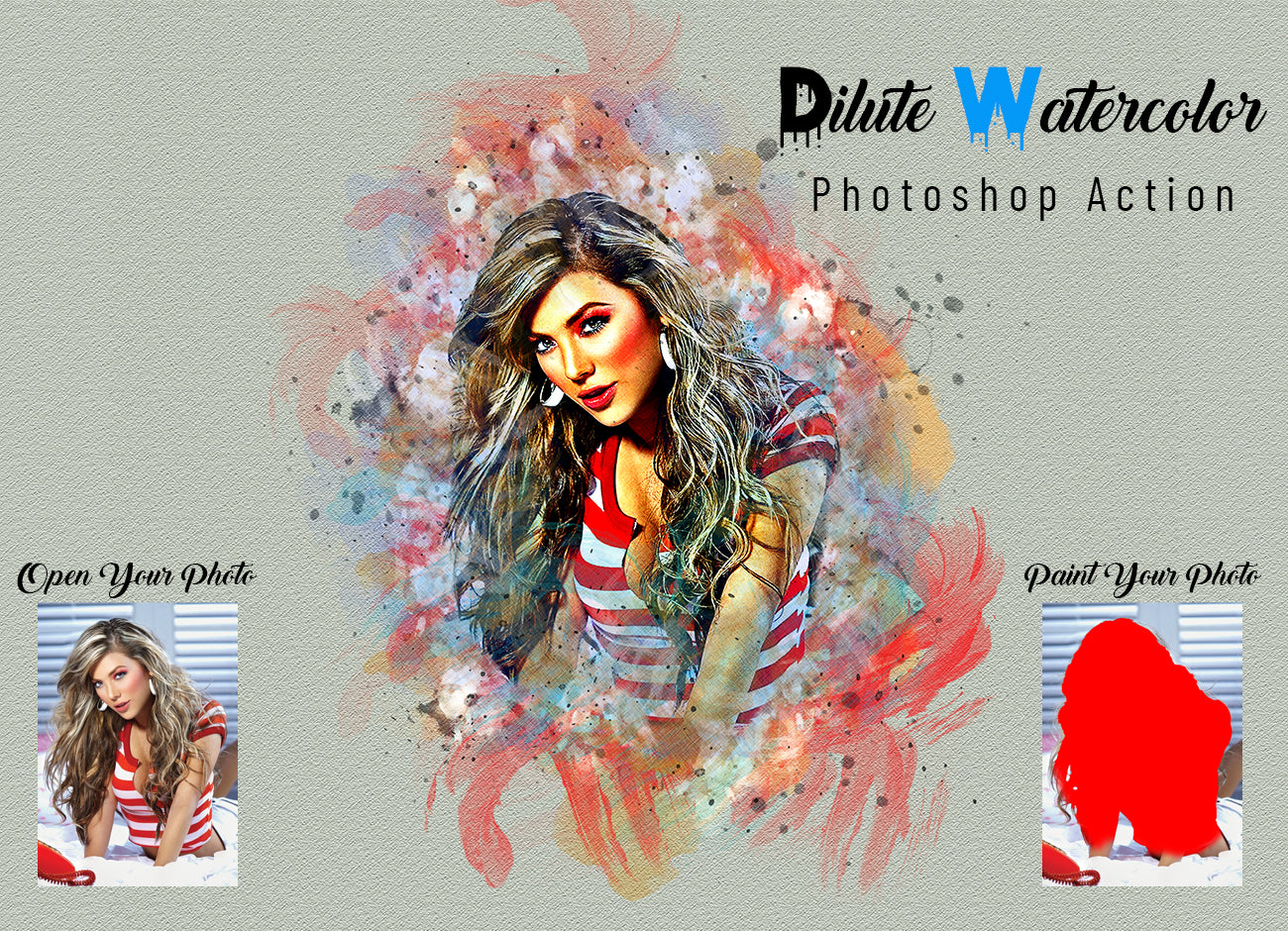 22 Watercolor Effect Photoshop Actions Bundle - Artixty