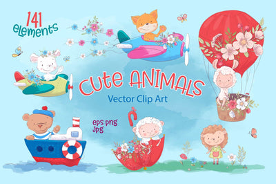 The Cute Animals Illustrations Bundle-Graphics-Artixty