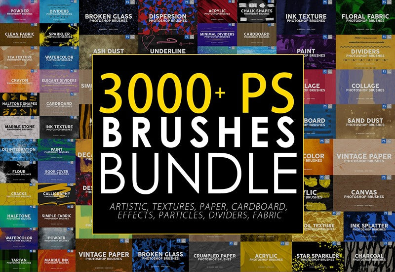 3000+ Photoshop Texture & Stamp Brushes Bundle - Artixty