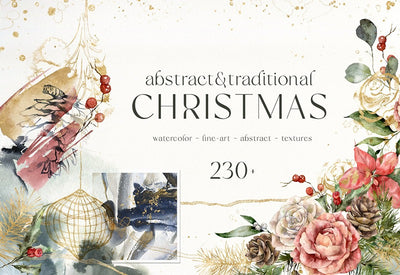 Traditional Christmas Abstract Illustrations Bundle - Artixty
