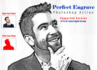 10 Engraving Effect Photoshop Actions Bundle - Artixty