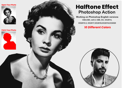 12 Halftone Effect Photoshop Actions Bundle - Artixty
