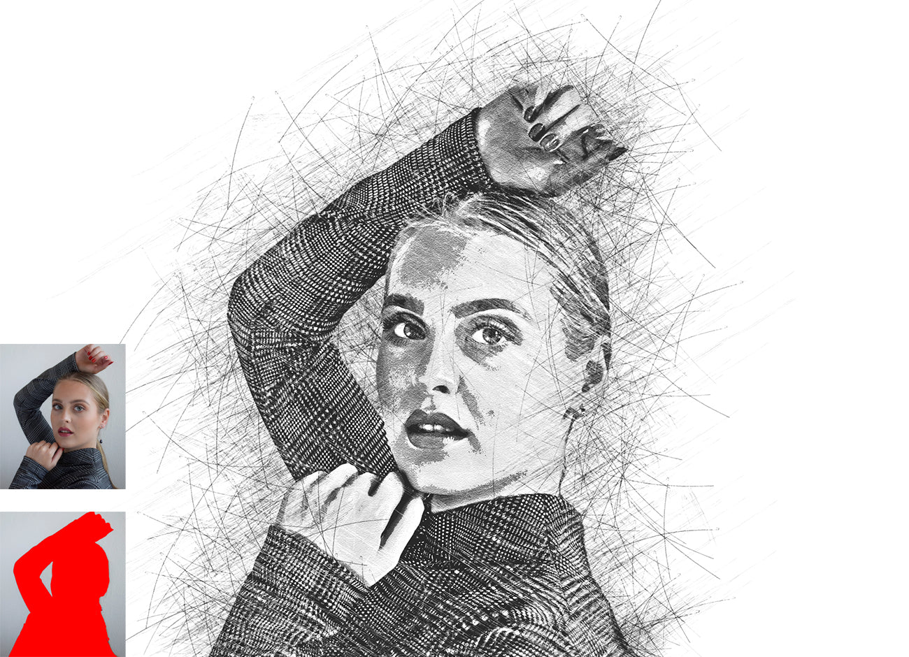 12 Sketch Drawing Photoshop Actions Bundle - Artixty