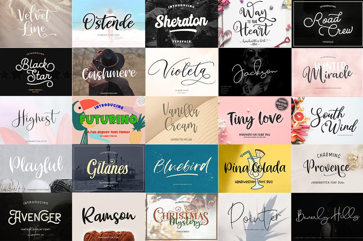 The Super Gorgeous Handwritten Fonts Bundle - 200+ Fonts-Fonts-Artixty