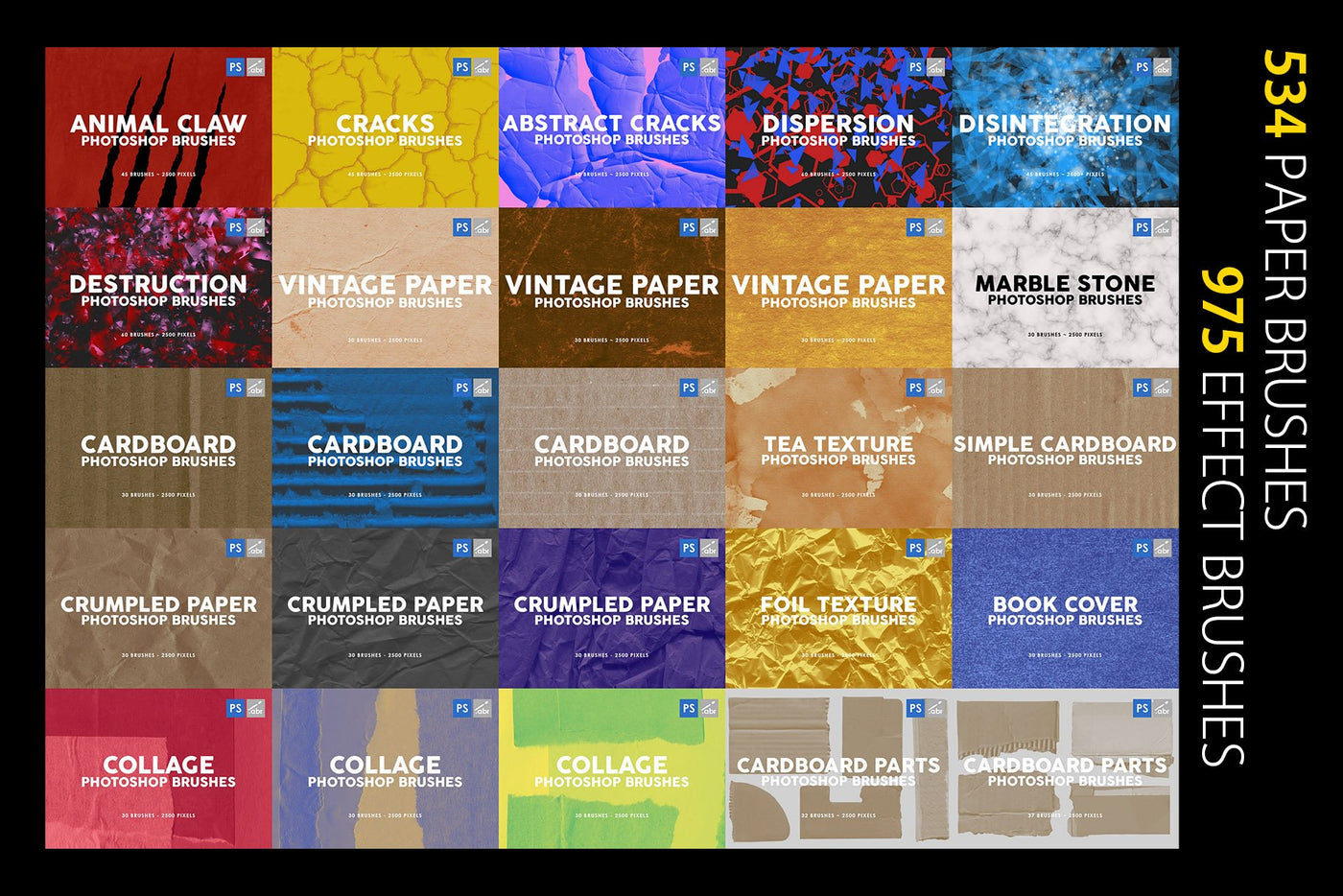 3000+ Photoshop Texture & Stamp Brushes Bundle - Artixty
