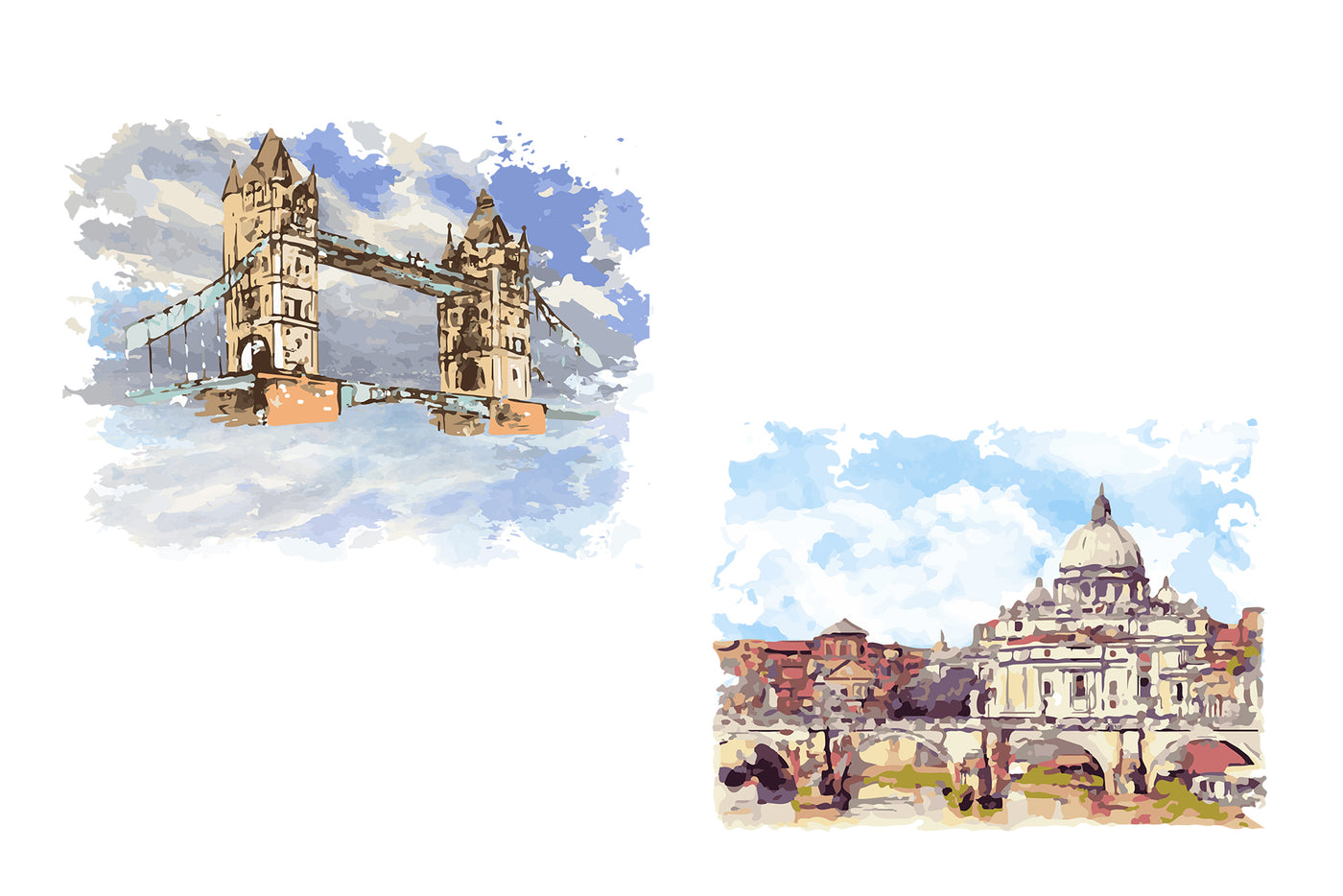 1090 Prestigious Watercolor Illustrations Bundle-Graphics-Artixty