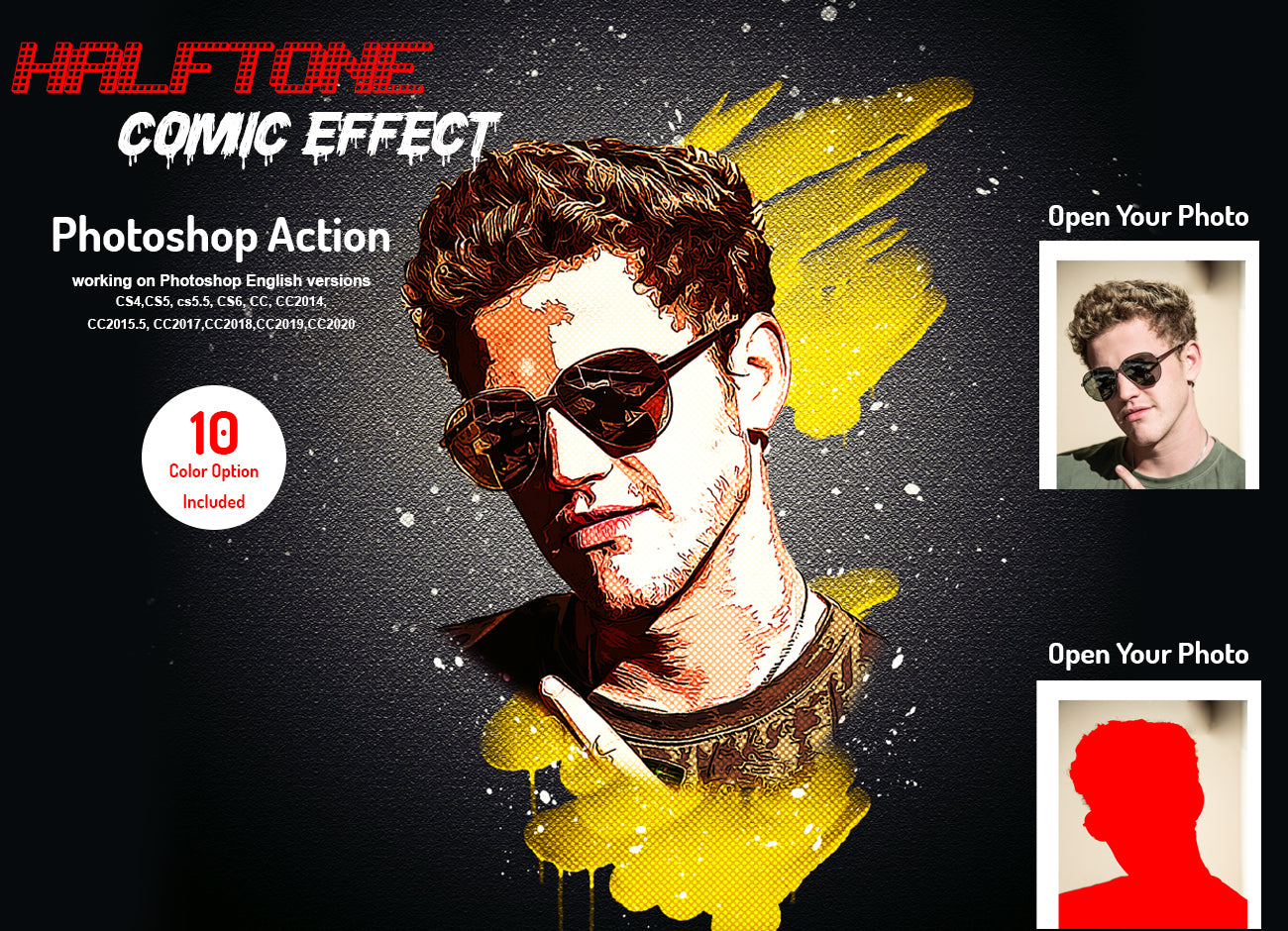 12 Halftone Effect Photoshop Actions Bundle - Artixty