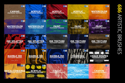 3000+ Photoshop Texture & Stamp Brushes Bundle - Artixty