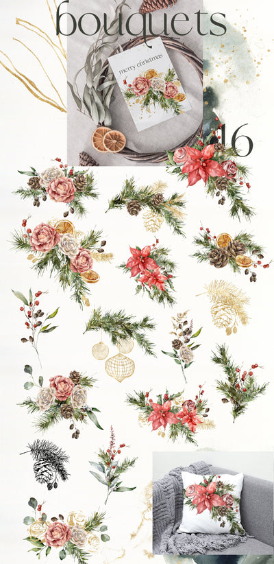 Traditional Christmas Abstract Illustrations Bundle - Artixty