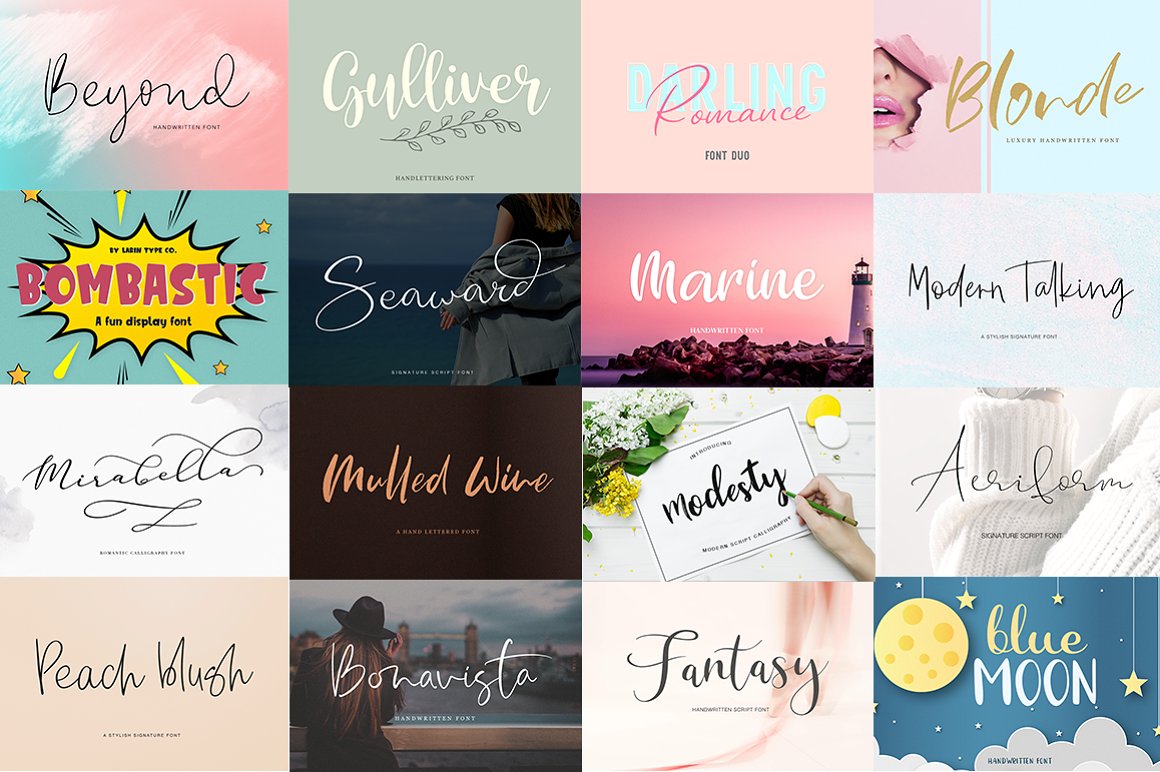 The Super Gorgeous Handwritten Fonts Bundle - 200+ Fonts-Fonts-Artixty