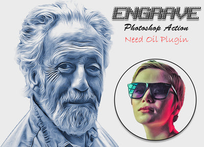 10 Engraving Effect Photoshop Actions Bundle - Artixty
