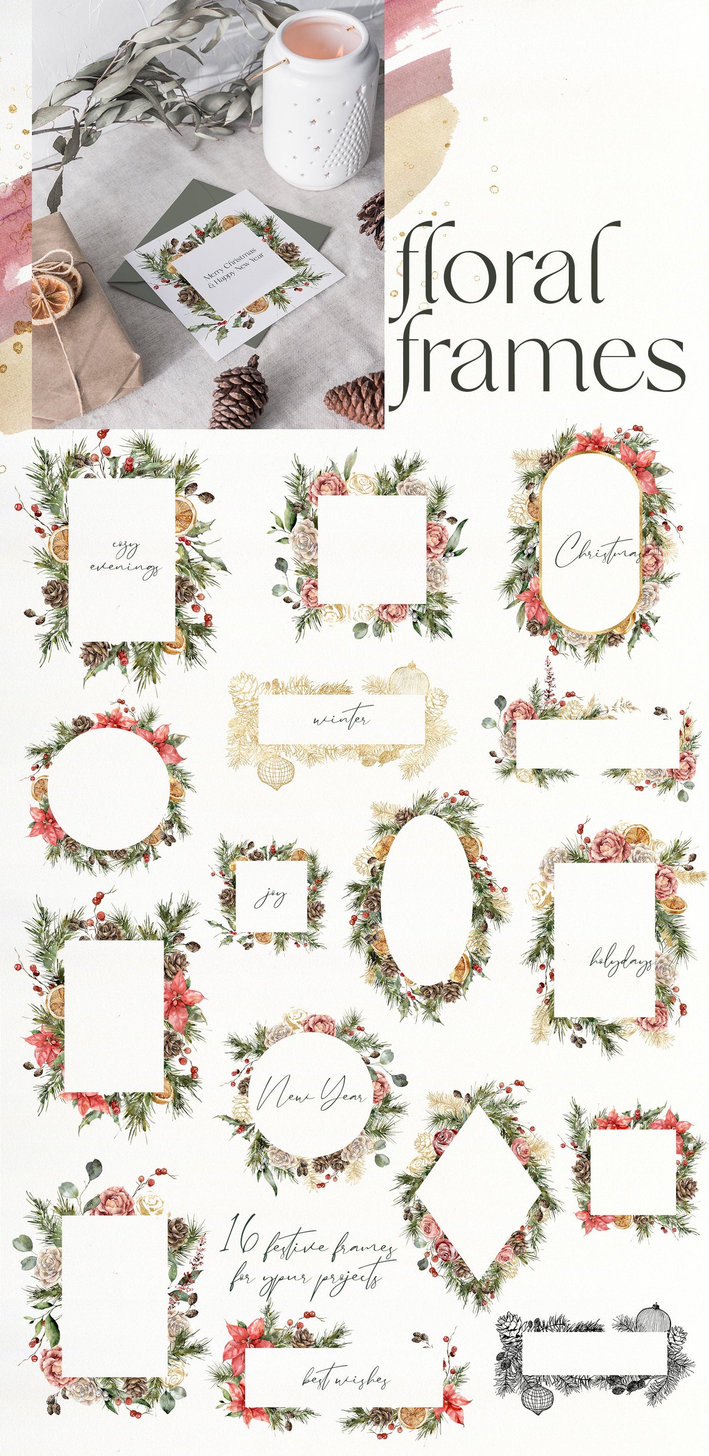 Traditional Christmas Abstract Illustrations Bundle - Artixty