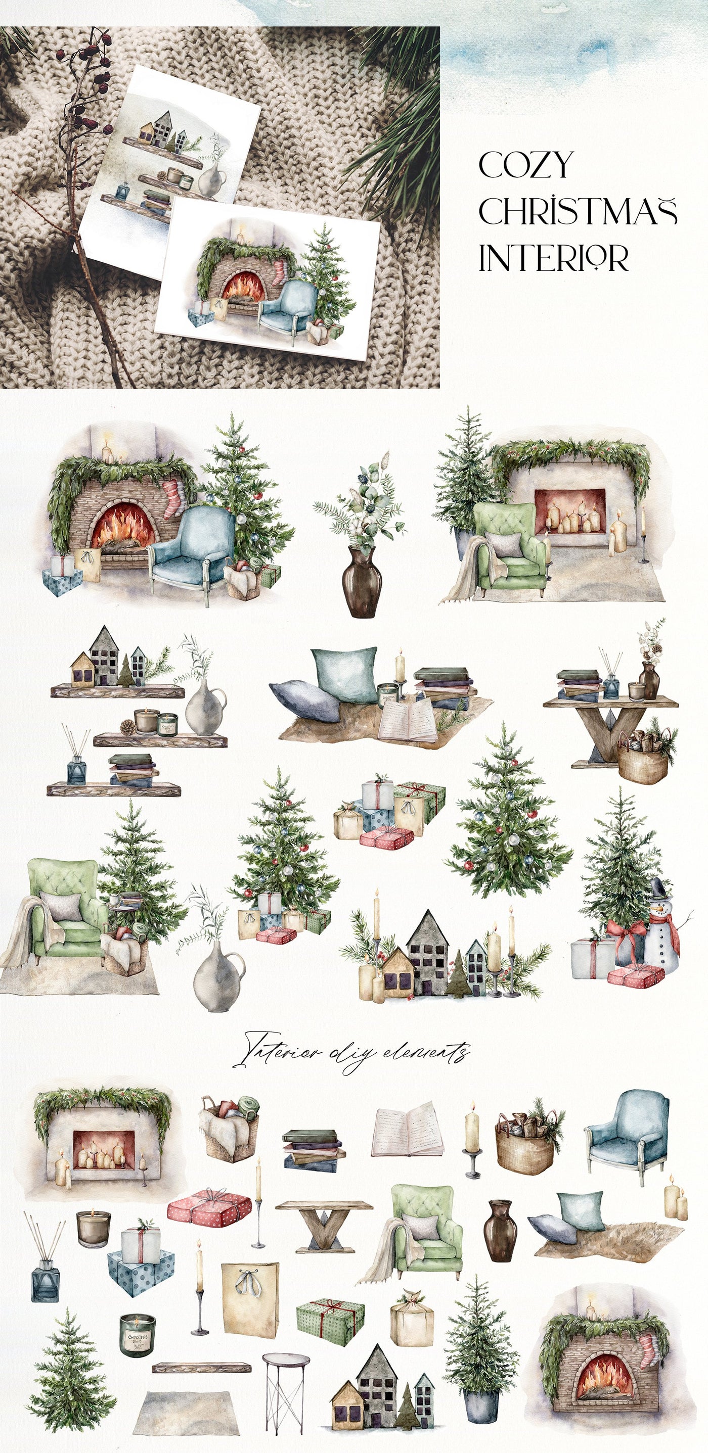 The Christmas Spirit Watercolor Bundle - Artixty