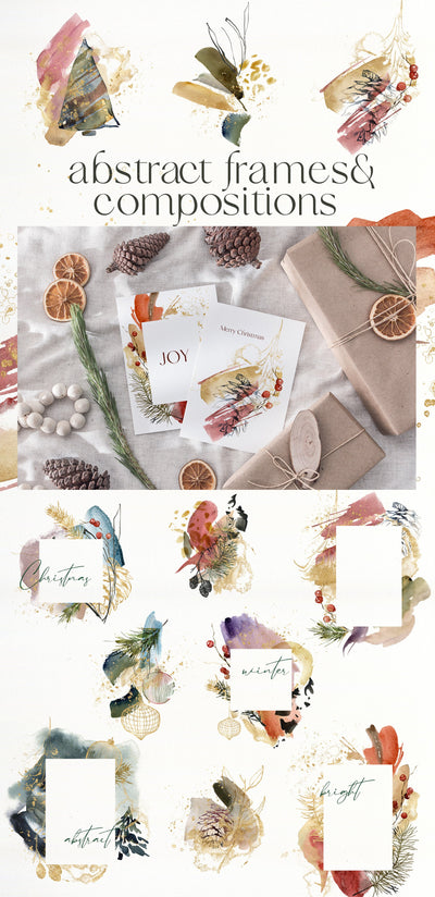 Traditional Christmas Abstract Illustrations Bundle - Artixty