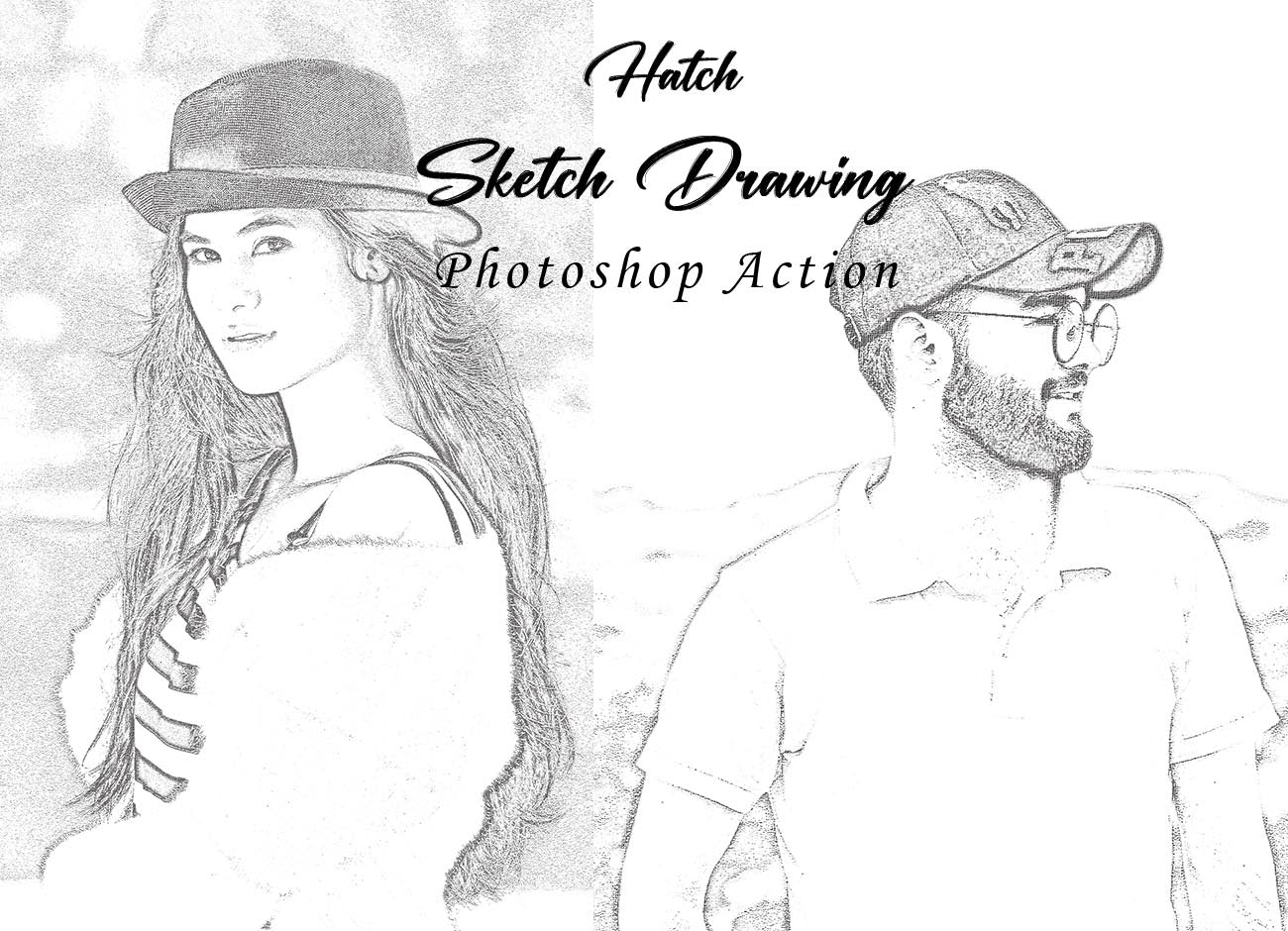 12 Sketch Drawing Photoshop Actions Bundle - Artixty