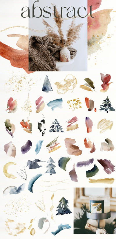 Traditional Christmas Abstract Illustrations Bundle - Artixty