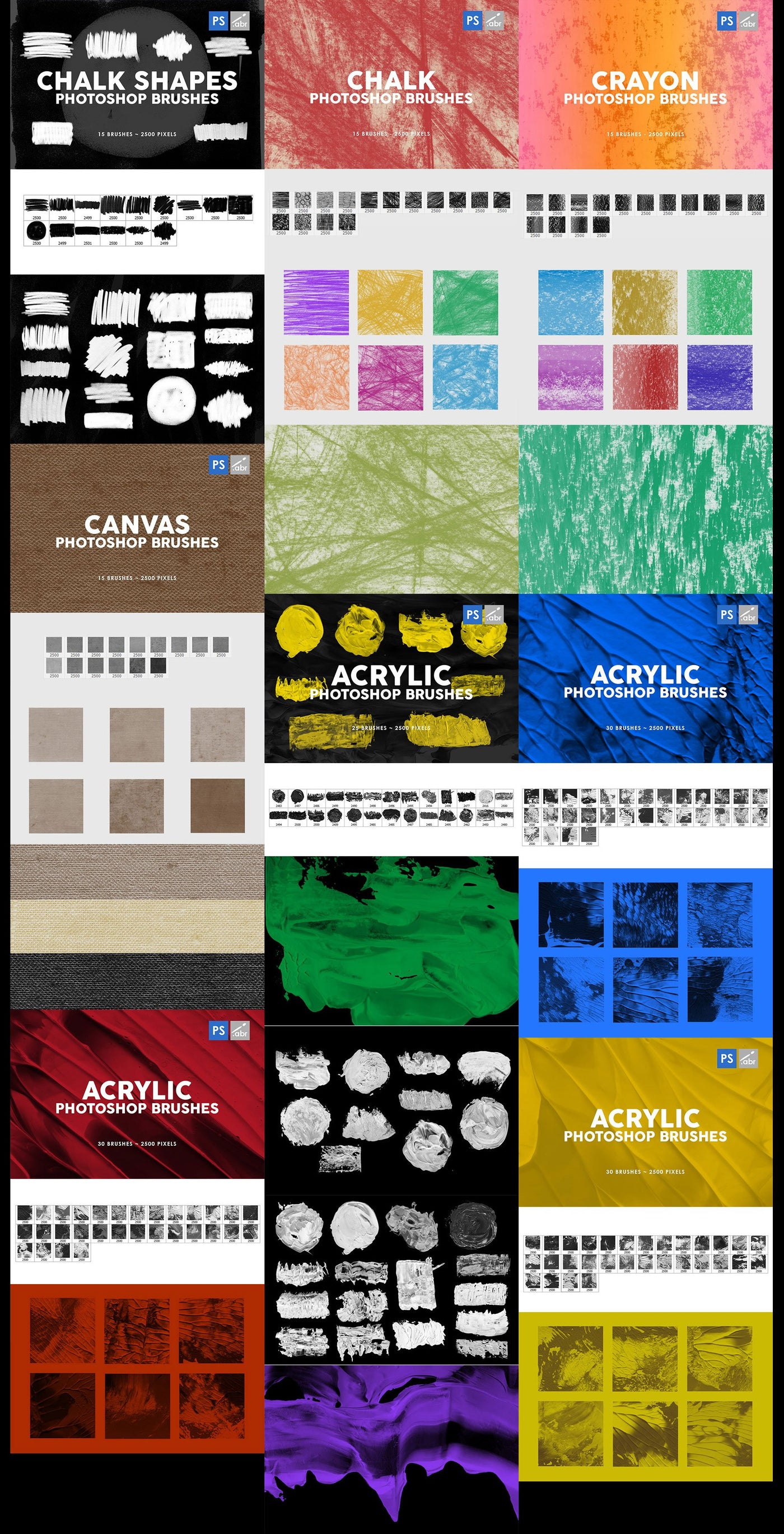 3000+ Photoshop Texture & Stamp Brushes Bundle - Artixty