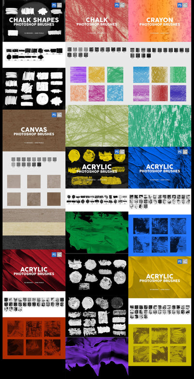 3000+ Photoshop Texture & Stamp Brushes Bundle - Artixty