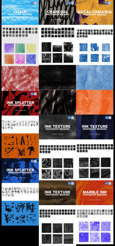 3000+ Photoshop Texture & Stamp Brushes Bundle - Artixty