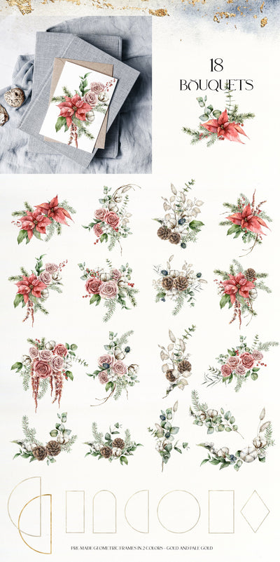 The Christmas Spirit Watercolor Bundle - Artixty