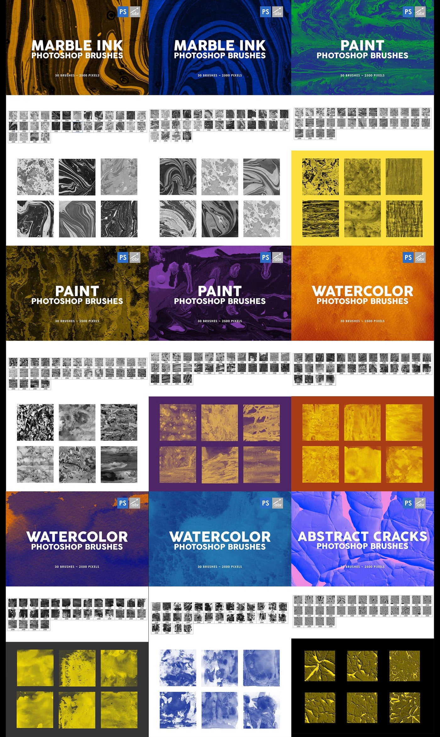 3000+ Photoshop Texture & Stamp Brushes Bundle - Artixty