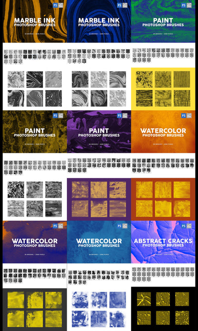 3000+ Photoshop Texture & Stamp Brushes Bundle - Artixty