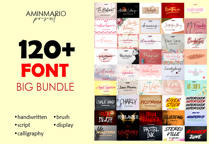 The Big Bundle Of 120+ Fonts - Artixty