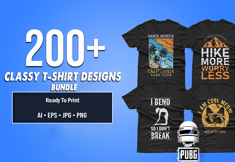 200+ Classy T-Shirt Designs Bundle-Templates-Artixty