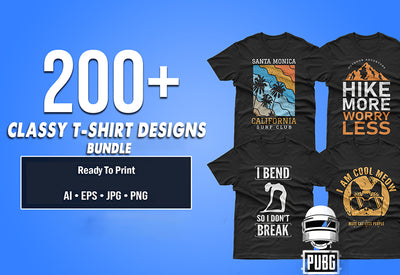 200+ Classy T-Shirt Designs Bundle-Templates-Artixty