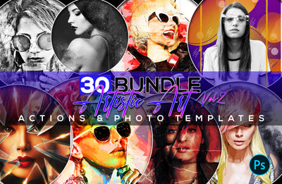 30 Artistic Art Actions & Photo Templates Bundle-Add-Ons-Artixty