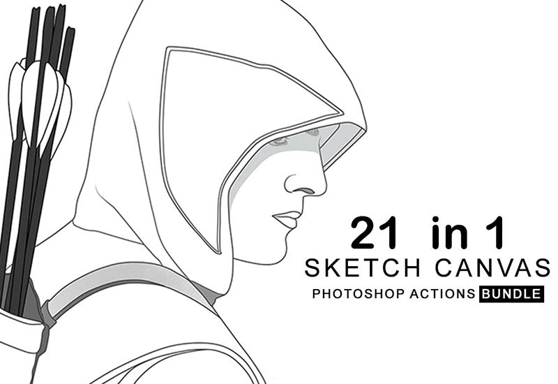 The 21-In-1 Sketch Canvas Photoshop Actions Bundle-Add-Ons-Artixty