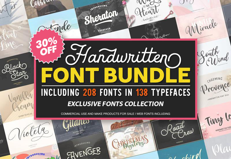 The Super Gorgeous Handwritten Fonts Bundle - 200+ Fonts-Fonts-Artixty