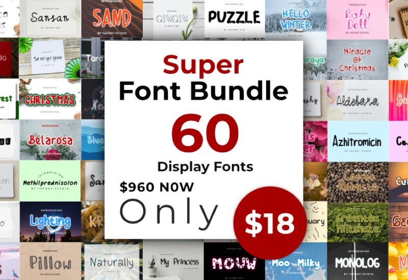The Super Bundle Of 60 Display Fonts - Artixty