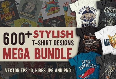600+ Super Stylish T-Shirt Designs Mega Bundle-Graphics-Artixty
