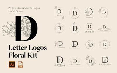 520 A to Z Floral Handmade Logos Bundle