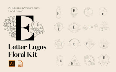 520 A to Z Floral Handmade Logos Bundle