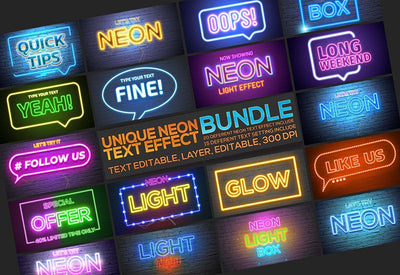 The Exclusive 20 Neon Text Effects Bundle - Artixty