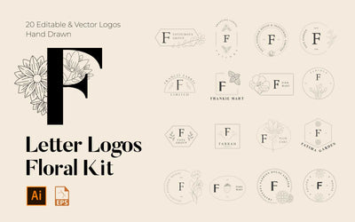 520 A to Z Floral Handmade Logos Bundle