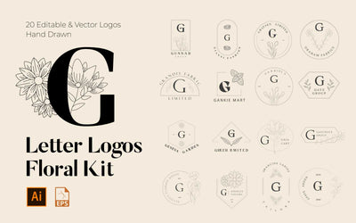 520 A to Z Floral Handmade Logos Bundle