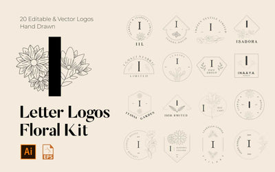 520 A to Z Floral Handmade Logos Bundle