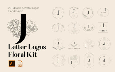 520 A to Z Floral Handmade Logos Bundle