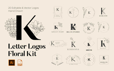 520 A to Z Floral Handmade Logos Bundle