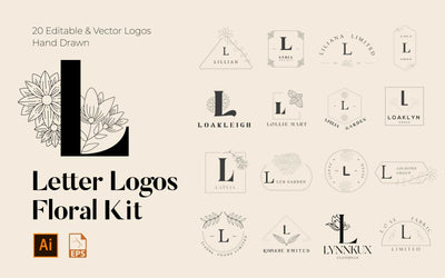 520 A to Z Floral Handmade Logos Bundle