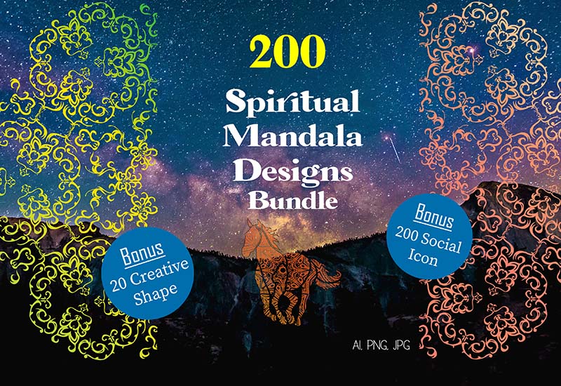200+ Spiritual Mandala Illustrations Bundle-Graphics-Artixty