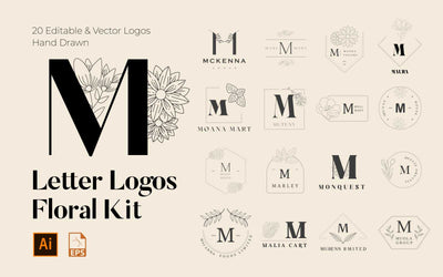 520 A to Z Floral Handmade Logos Bundle