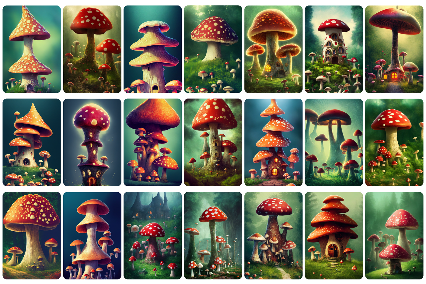 110+ Fantasy Magic Wonderland Mushrooms Bundle - Artixty
