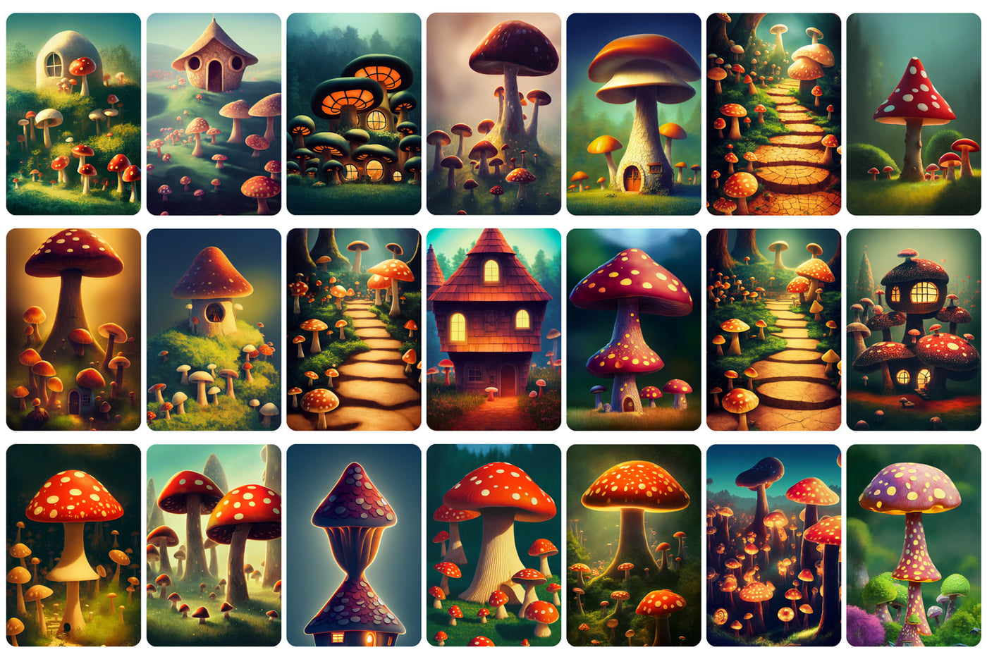 110+ Fantasy Magic Wonderland Mushrooms Bundle - Artixty