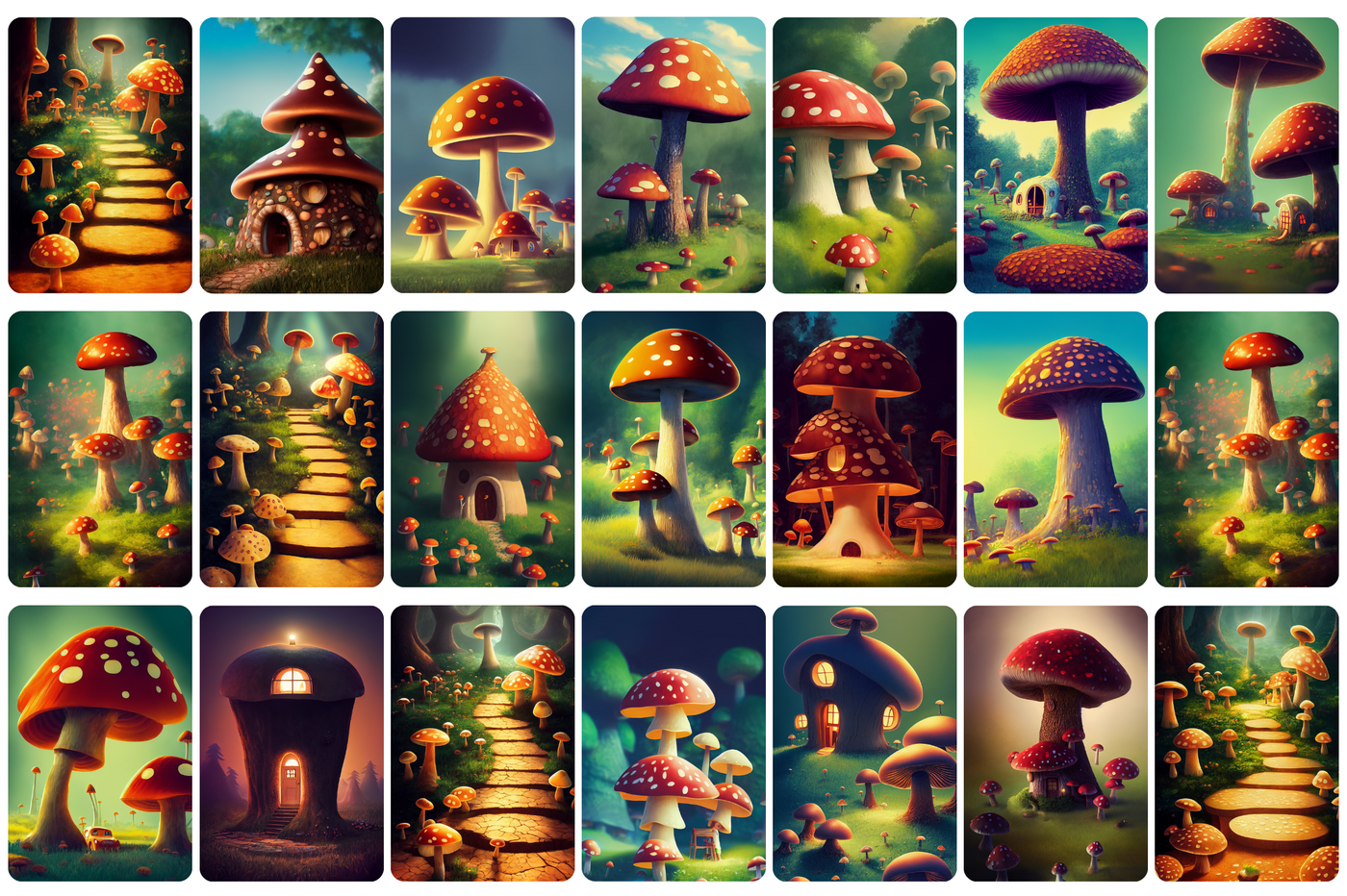 110+ Fantasy Magic Wonderland Mushrooms Bundle - Artixty